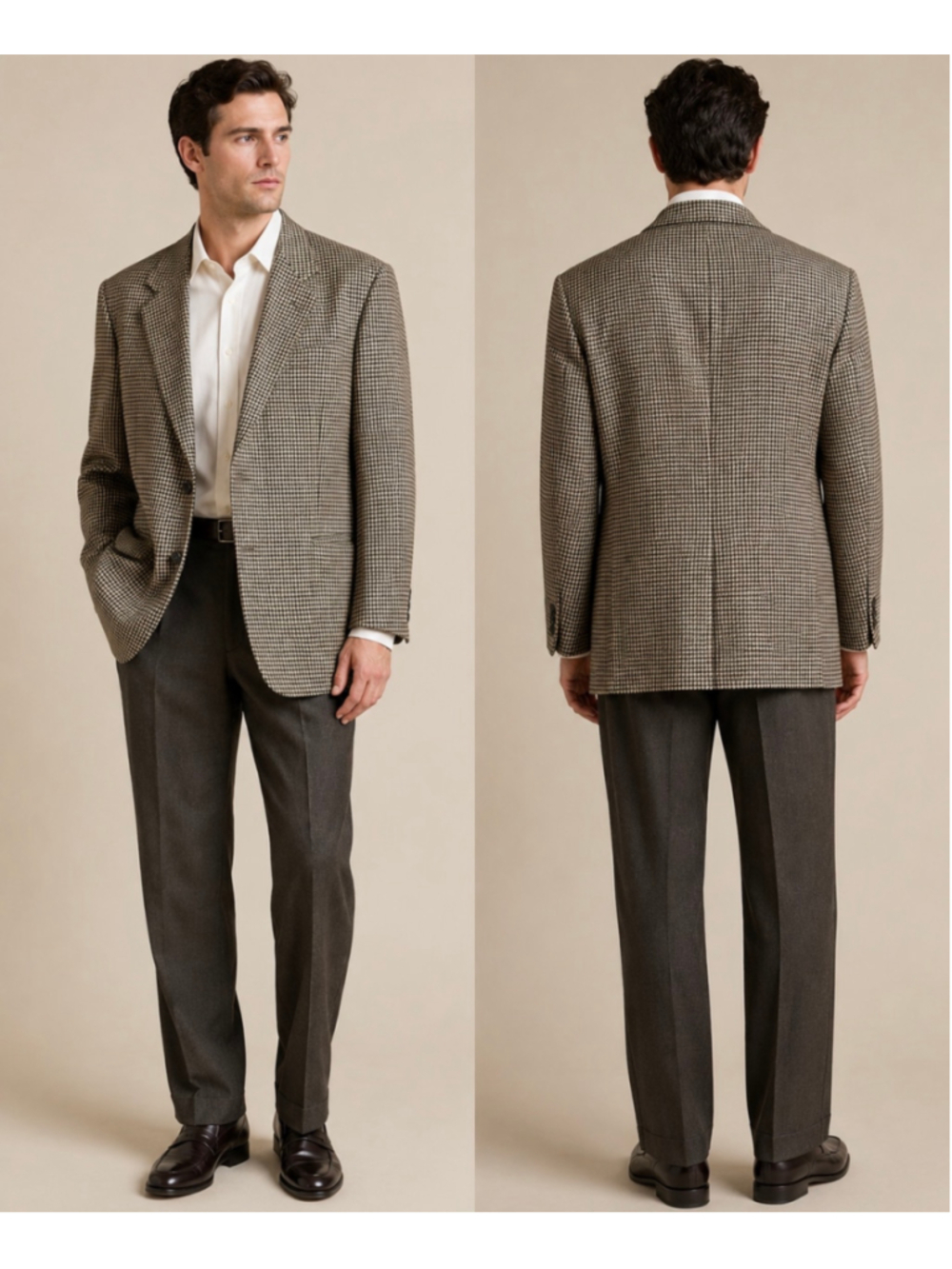 Vintage MANI Giorgio Armani Houndstooth Wool Blazer Made in Italy 42R